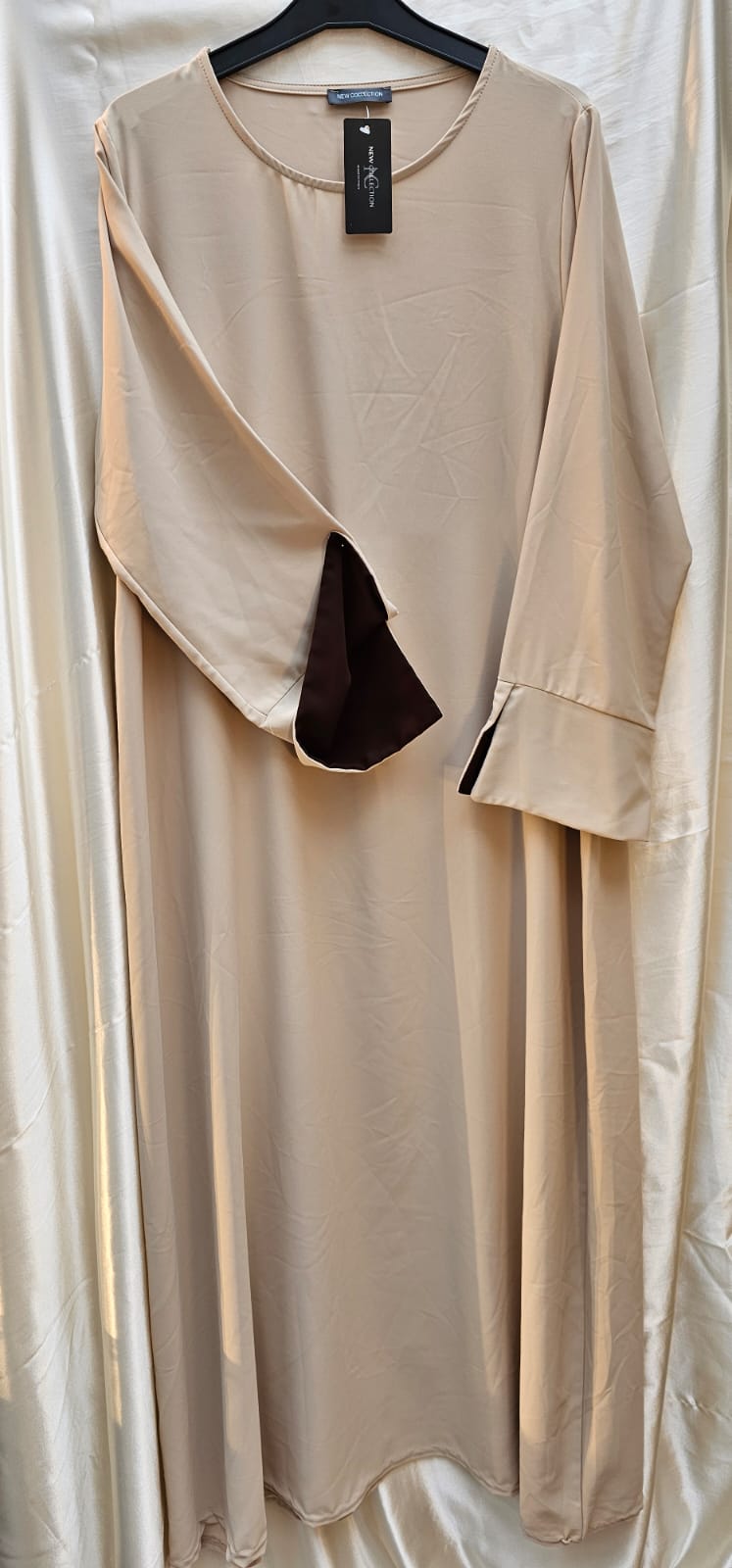 Classic Taupe Abaya with Contrast Cuffs